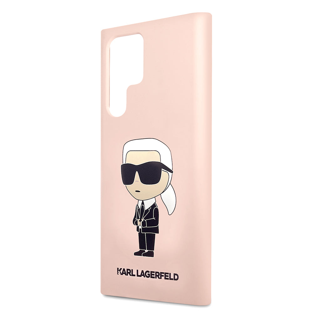 Case for Samsung Galaxy S23 Ultra S918, Karl Lagerfeld, Ikonik Karl Silicone, Pink