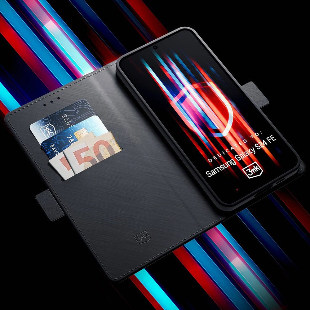 Puzdro na Samsung Galaxy S24 FE S721, 3MK, Peňaženka, Čierna