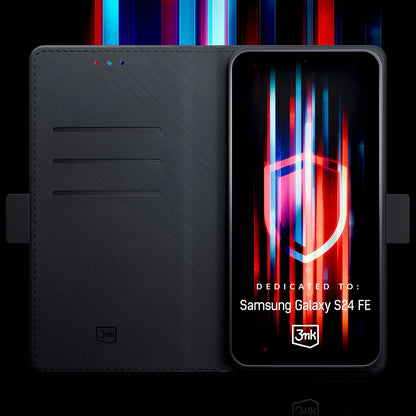 Puzdro na Samsung Galaxy S24 FE S721, 3MK, Peňaženka, Čierna