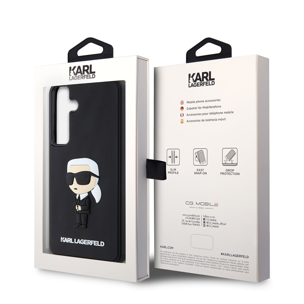 Puzdro pre Samsung Galaxy S24+ S926, Karl Lagerfeld, 3D Rubber Ikonik Karl, Čierne