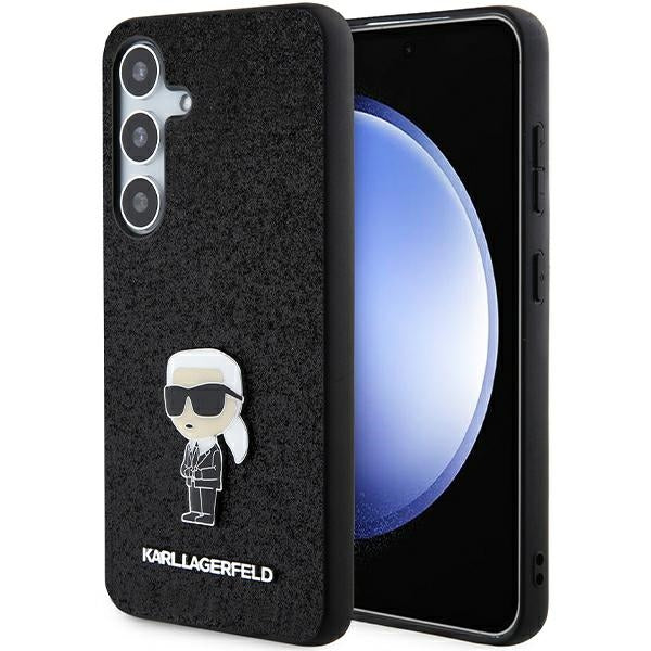 Puzdro pre Samsung Galaxy S24+ S926, Karl Lagerfeld, Glitter Ikonik Karl Logo, Čierne