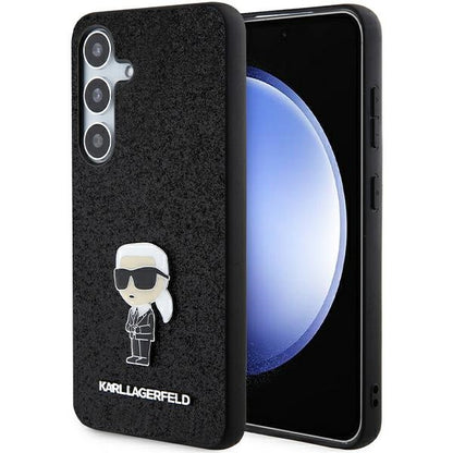 Puzdro pre Samsung Galaxy S24+ S926, Karl Lagerfeld, Glitter Ikonik Karl Logo, Čierne