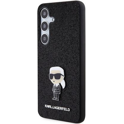Puzdro pre Samsung Galaxy S24+ S926, Karl Lagerfeld, Glitter Ikonik Karl Logo, Čierne