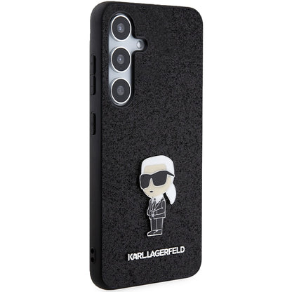 Puzdro pre Samsung Galaxy S24+ S926, Karl Lagerfeld, Glitter Ikonik Karl Logo, Čierne