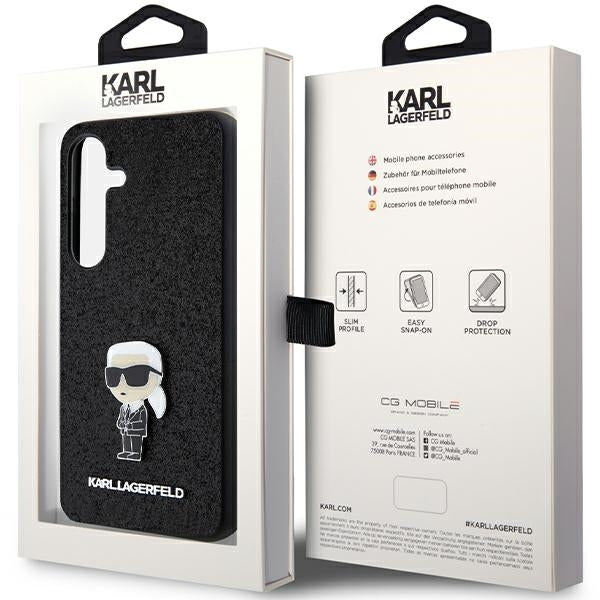 Puzdro pre Samsung Galaxy S24+ S926, Karl Lagerfeld, Glitter Ikonik Karl Logo, Čierne