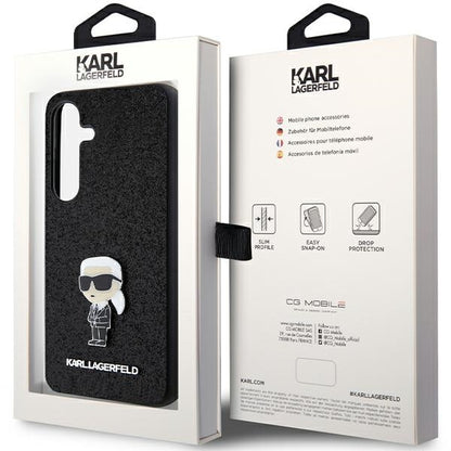 Puzdro pre Samsung Galaxy S24+ S926, Karl Lagerfeld, Glitter Ikonik Karl Logo, Čierne