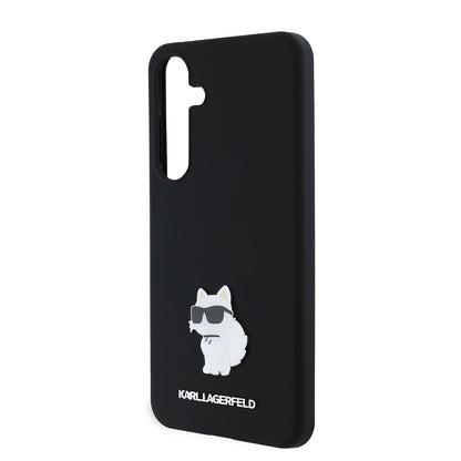 Puzdro pre Samsung Galaxy S24+ S926, Karl Lagerfeld, Silicone Choupette Metal, Čierne