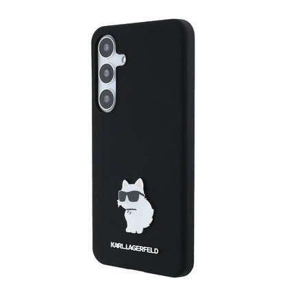 Puzdro pre Samsung Galaxy S24+ S926, Karl Lagerfeld, Silicone Choupette Metal, Čierne