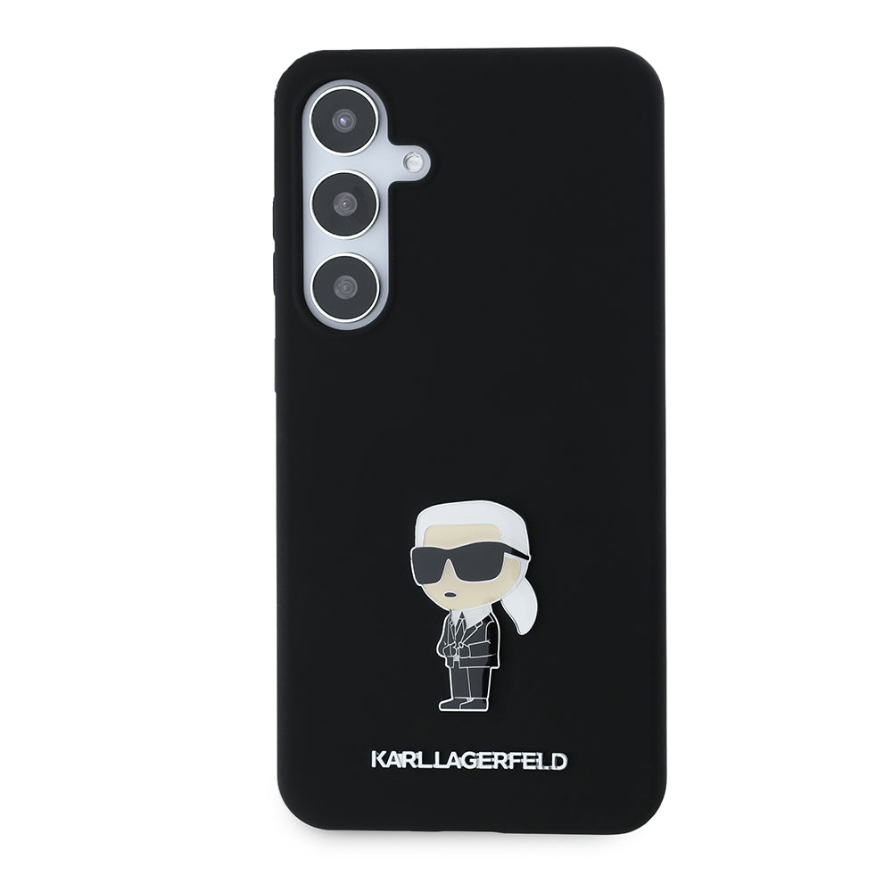 Puzdro pre Samsung Galaxy S24+ S926, Karl Lagerfeld, Silicone Ikonik Karl Metal, Čierne