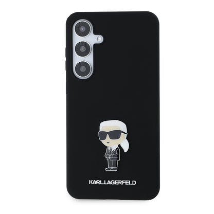 Puzdro pre Samsung Galaxy S24+ S926, Karl Lagerfeld, Silicone Ikonik Karl Metal, Čierne