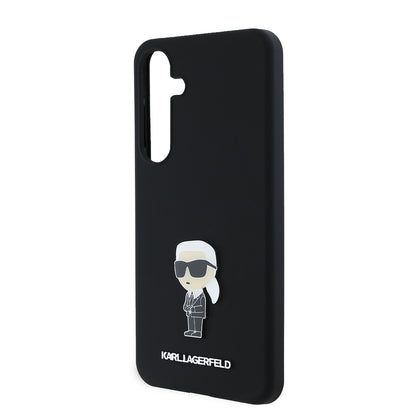 Puzdro pre Samsung Galaxy S24+ S926, Karl Lagerfeld, Silicone Ikonik Karl Metal, Čierne