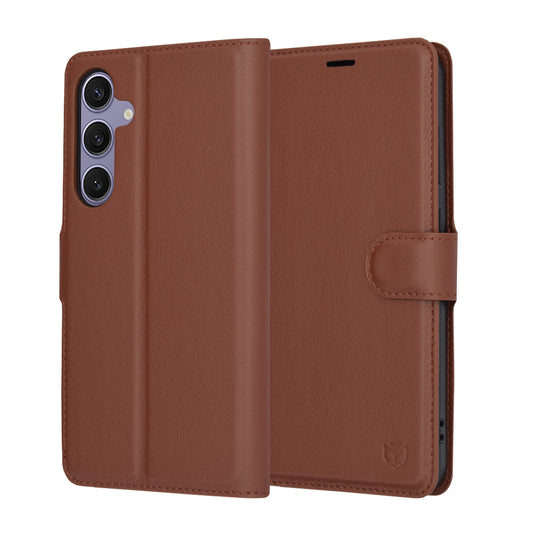 Puzdro pre Samsung Galaxy S24+ S926, Techsuit, kožené folio, hnedé