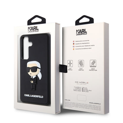 Puzdro pre Samsung Galaxy S24 S921, Karl Lagerfeld, 3D Rubber Ikonik Karl, Čierne