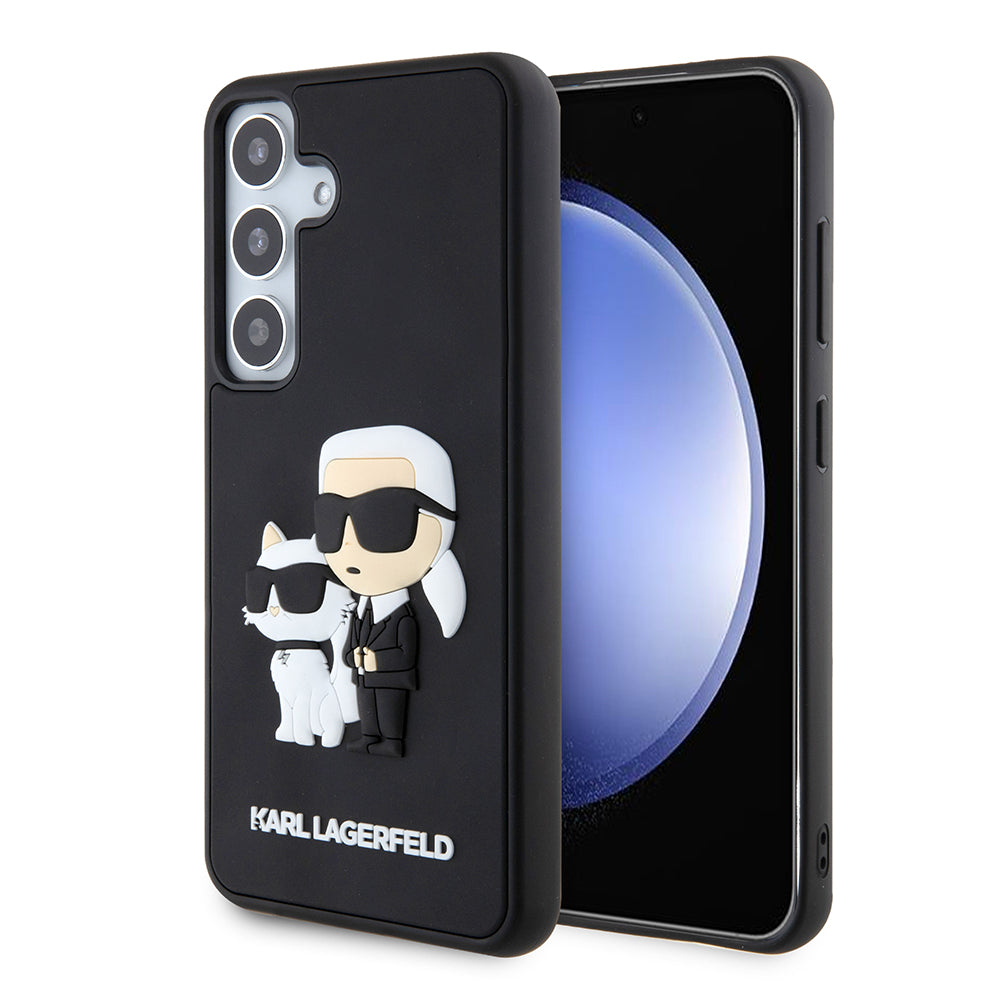 Puzdro pre Samsung Galaxy S24 S921, Karl Lagerfeld, 3D Rubber Karl & Choupette, Čierne
