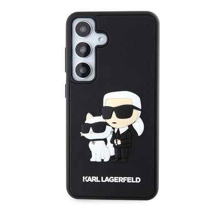 Puzdro pre Samsung Galaxy S24 S921, Karl Lagerfeld, 3D Rubber Karl & Choupette, Čierne