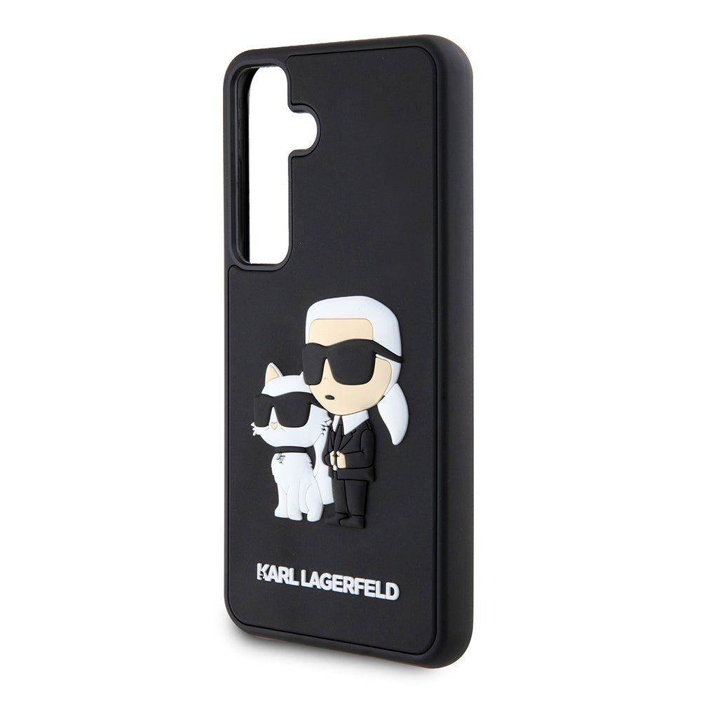 Puzdro pre Samsung Galaxy S24 S921, Karl Lagerfeld, 3D Rubber Karl & Choupette, Čierne