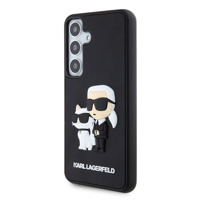 Puzdro pre Samsung Galaxy S24 S921, Karl Lagerfeld, 3D Rubber Karl & Choupette, Čierne