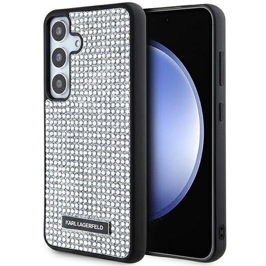 Puzdro pre Samsung Galaxy S24 S921, Karl Lagerfeld, Rhinestone Metal Plate, Strieborné
