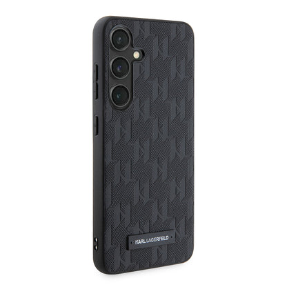 Puzdro pre Samsung Galaxy S24 S921, Karl Lagerfeld, Saffiano Mono Metal Logo, Čierne