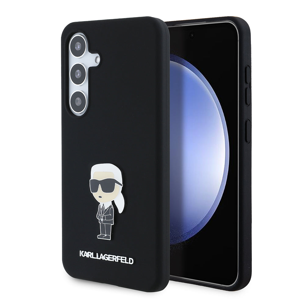 Case for Samsung Galaxy S24 S921, Karl Lagerfeld, Silicone Ikonik Karl Metal, Black