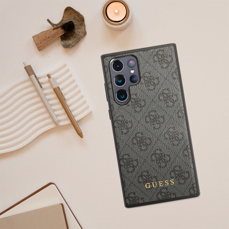 Puzdro pre Samsung Galaxy S24 Ultra S928, Guess, 4G Metal Gold Logo, Hnedé