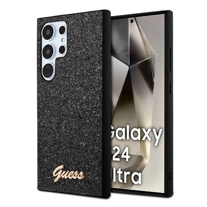 Puzdro pre Samsung Galaxy S24 Ultra S928, Guess, Glitter Script, Čierne