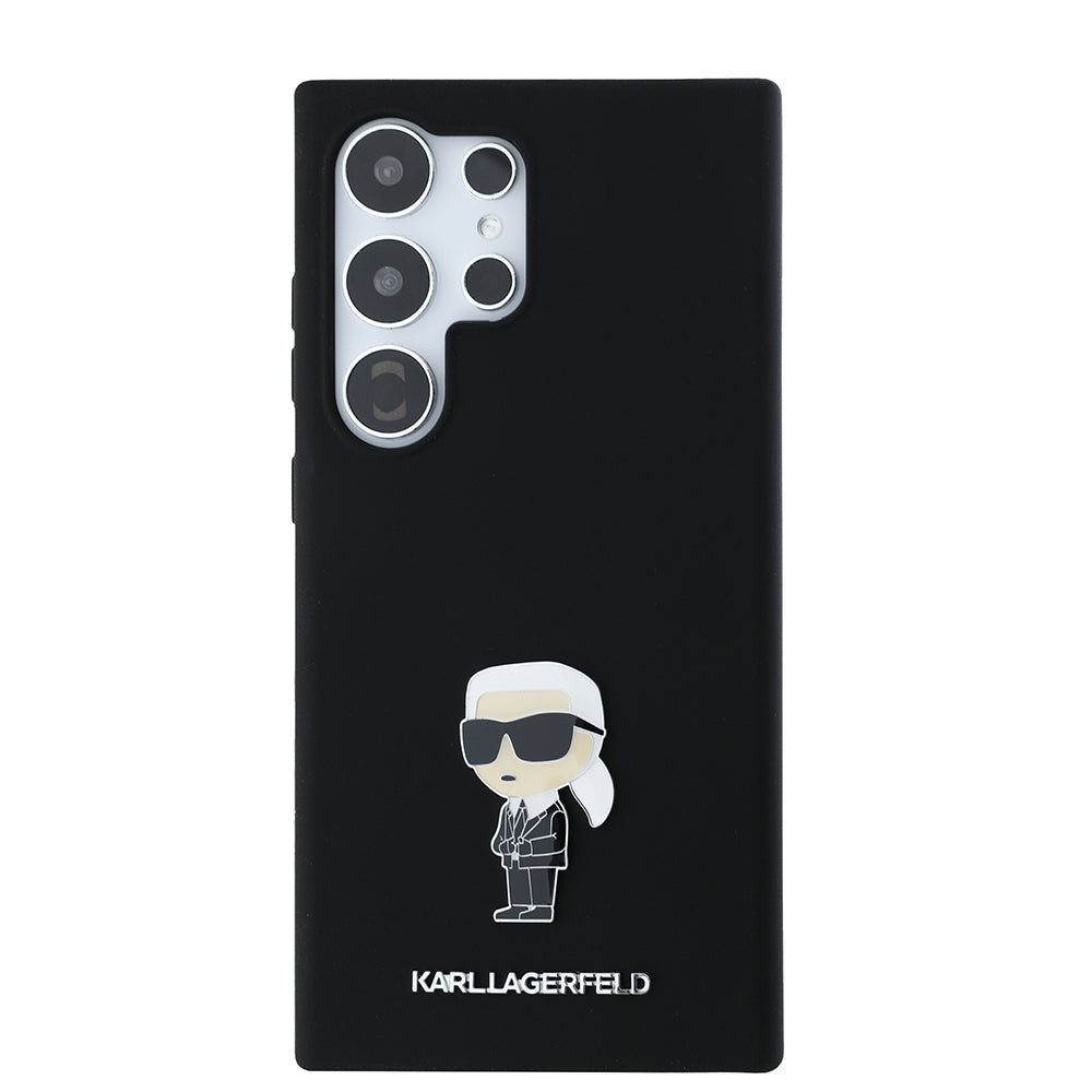 Puzdro pre Samsung Galaxy S24 Ultra S928, Karl Lagerfeld, Silicone Ikonik Karl, Čierne