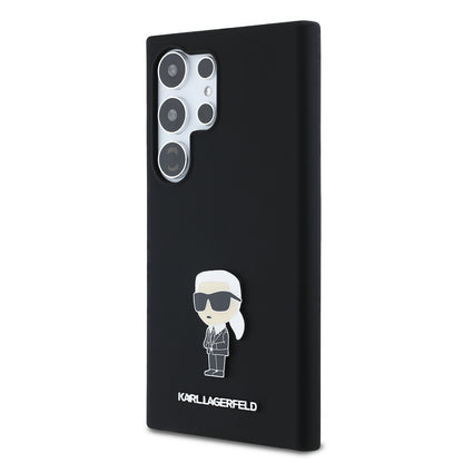 Puzdro pre Samsung Galaxy S24 Ultra S928, Karl Lagerfeld, Silicone Ikonik Karl, Čierne