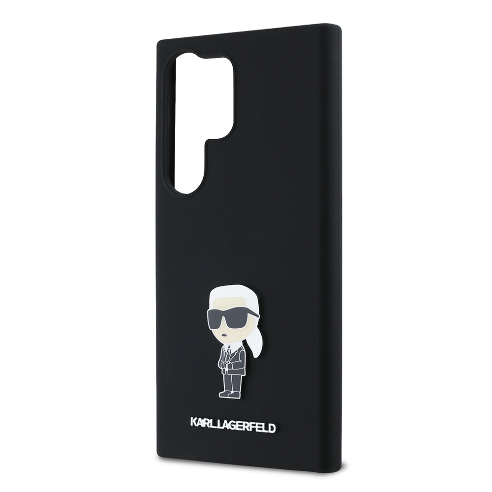 Puzdro pre Samsung Galaxy S24 Ultra S928, Karl Lagerfeld, Silicone Ikonik Karl, Čierne