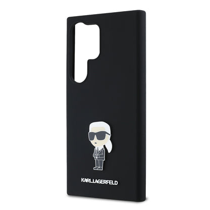 Puzdro pre Samsung Galaxy S24 Ultra S928, Karl Lagerfeld, Silicone Ikonik Karl, Čierne