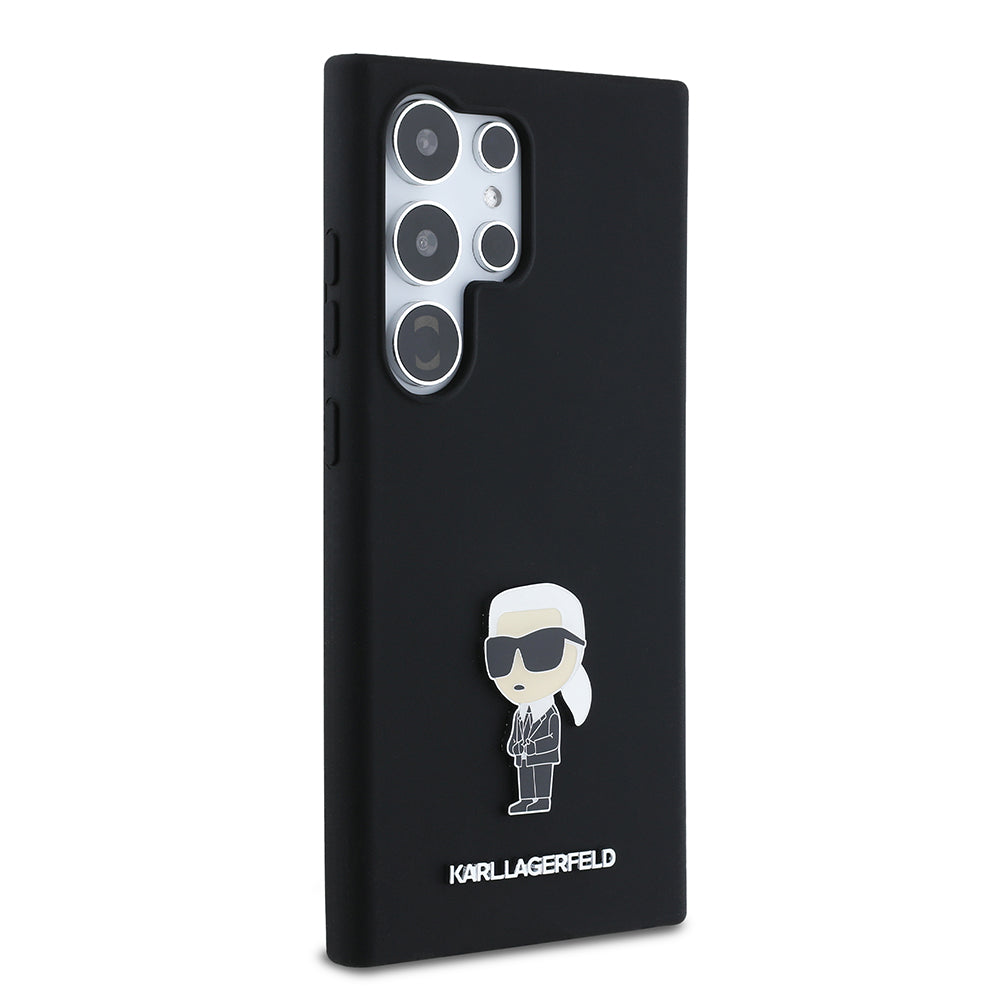 Puzdro pre Samsung Galaxy S24 Ultra S928, Karl Lagerfeld, Silicone Ikonik Karl, Čierne