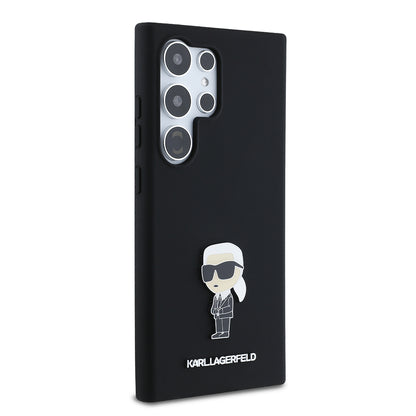 Puzdro pre Samsung Galaxy S24 Ultra S928, Karl Lagerfeld, Silicone Ikonik Karl, Čierne