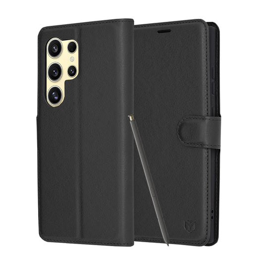 Puzdro pre Samsung Galaxy S24 Ultra S928, Techsuit, kožené folio, čierne