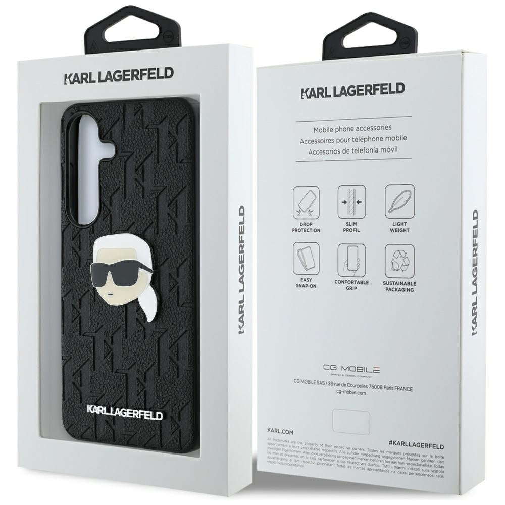 Puzdro pre Samsung Galaxy S25+ S936, Karl Lagerfeld, Monogram Karl's Head, Čierne