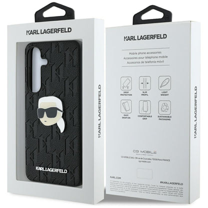 Puzdro pre Samsung Galaxy S25+ S936, Karl Lagerfeld, Monogram Karl's Head, Čierne