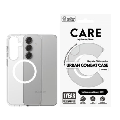Case for Samsung Galaxy S25+ S936, PanzerGlass, Urban Combat Care, White Transparent