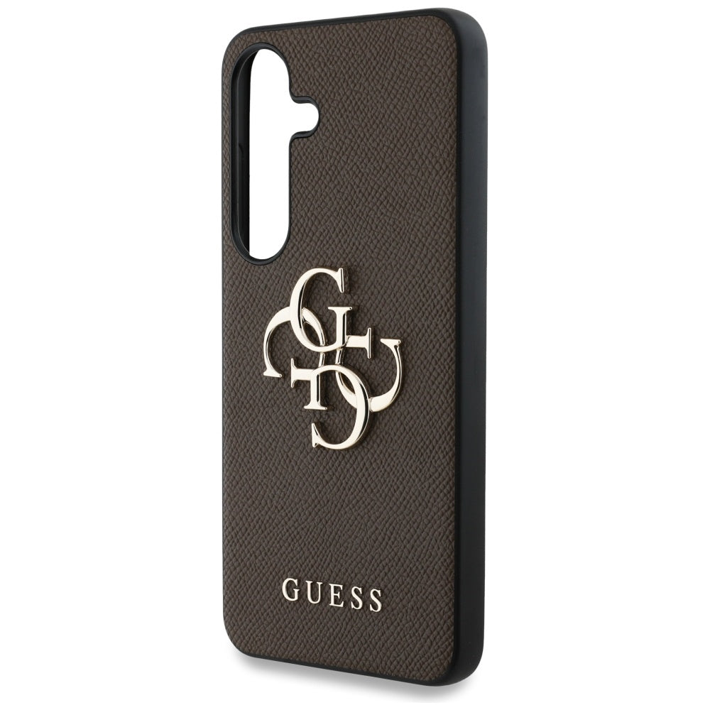 Puzdro pre Samsung Galaxy S25 S931, Guess, 4G Grained Big and Classic Logo, Hnedá