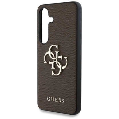 Puzdro pre Samsung Galaxy S25 S931, Guess, 4G Grained Big and Classic Logo, Hnedá