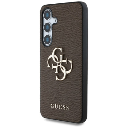 Puzdro pre Samsung Galaxy S25 S931, Guess, 4G Grained Big and Classic Logo, Hnedá