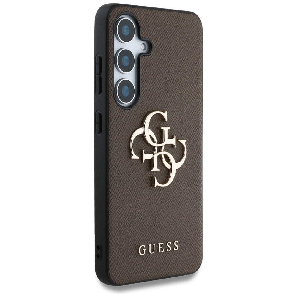 Puzdro pre Samsung Galaxy S25 S931, Guess, 4G Grained Big and Classic Logo, Hnedá