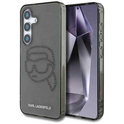 Puzdro pre Samsung Galaxy S25 S931, Karl Lagerfeld, IML Rhinestones Karl's Head, Čierne