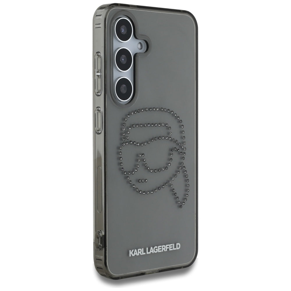 Puzdro pre Samsung Galaxy S25 S931, Karl Lagerfeld, IML Rhinestones Karl's Head, Čierne