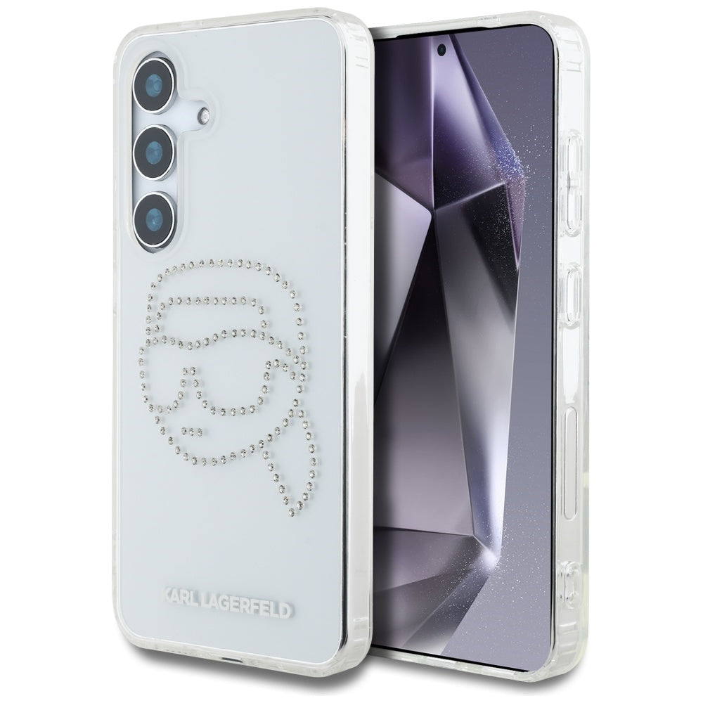 Puzdro pre Samsung Galaxy S25 S931, Karl Lagerfeld, IML Rhinestones Karl's Head, Priehľadné