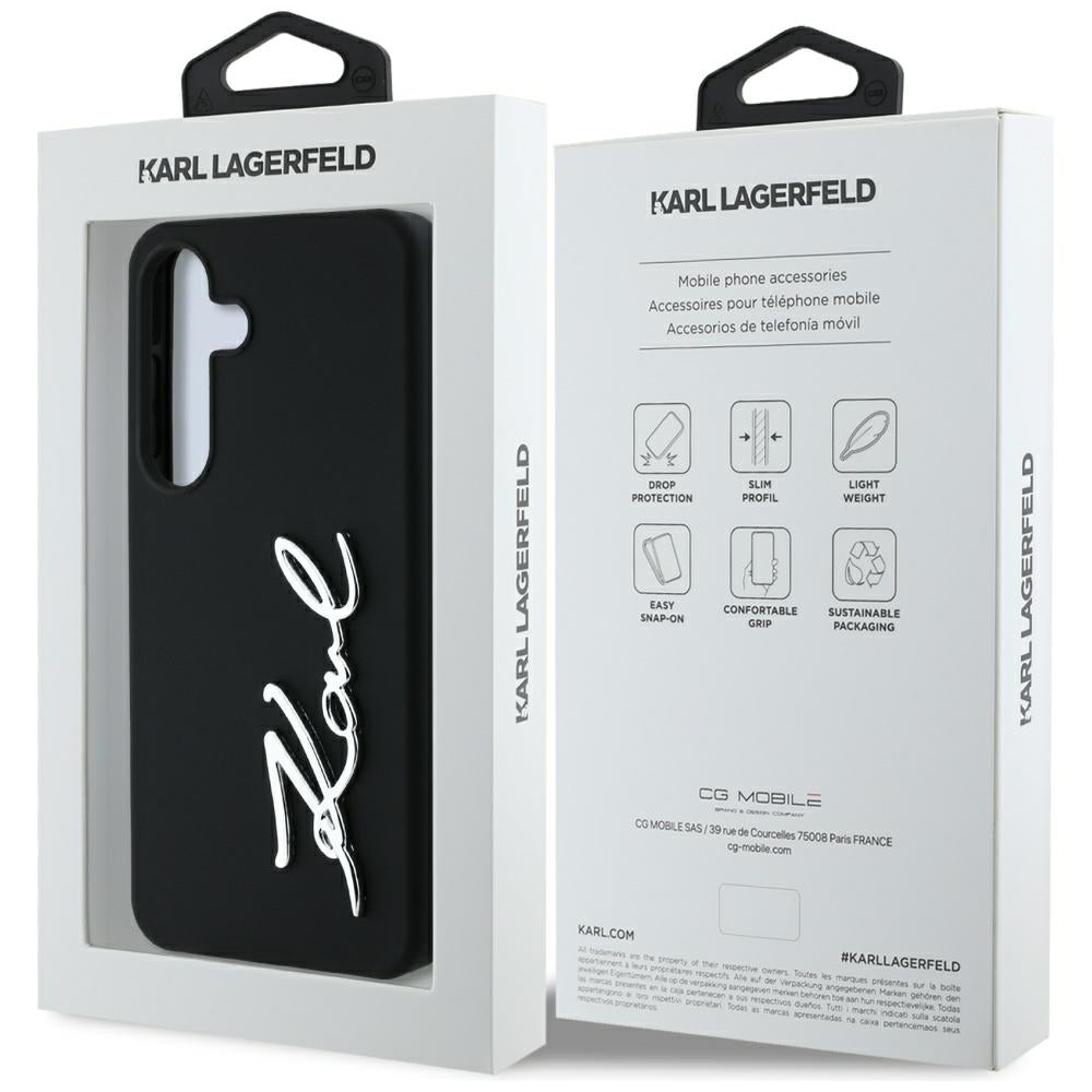 Puzdro pre Samsung Galaxy S25 S931, Karl Lagerfeld, Silicone Sign Metal Logo, Čierne