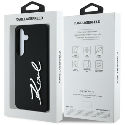 Puzdro pre Samsung Galaxy S25 S931, Karl Lagerfeld, Silicone Sign Metal Logo, Čierne