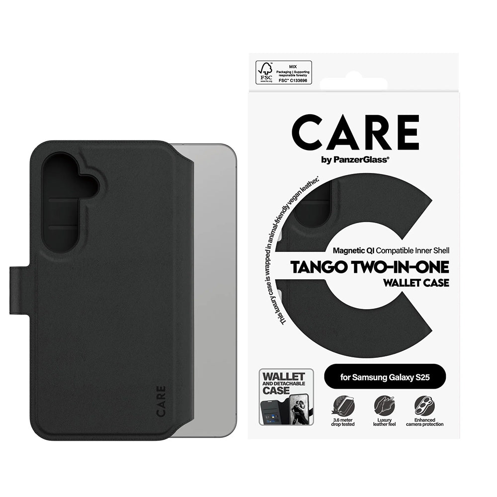 Puzdro pre Samsung Galaxy S25 S931, PanzerGlass, Care Feature Tango Two-in-One, Čierne