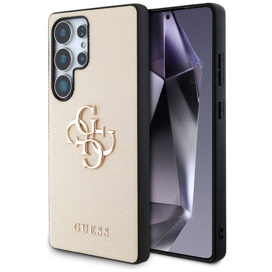 Puzdro pre Samsung Galaxy S25 Ultra S938, Guess, 4G Grained Big and Classic Logo, Bežové