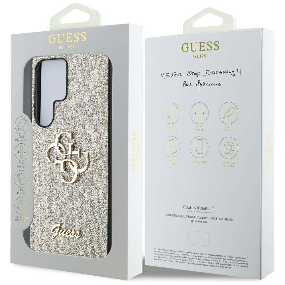 Case for Samsung Galaxy S25 Ultra S938, Guess, Glitter Big 4G Script, Gold
