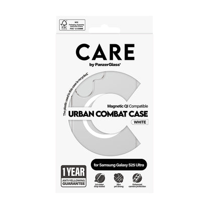 Case for Samsung Galaxy S25 Ultra S938, PanzerGlass, Urban Combat Care, White Transparent