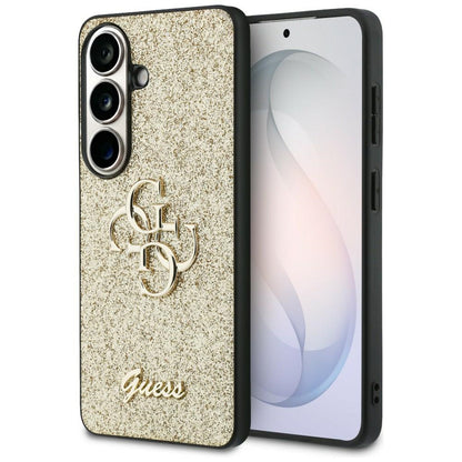 Case for Samsung Galaxy S26 S942, Guess, Fixed Glitter Big 4G Metal Frame, Gold